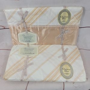 Vintage Christian Dior Wamsutta Supercale Plus Peach Twin Flat & Fitted Sheets